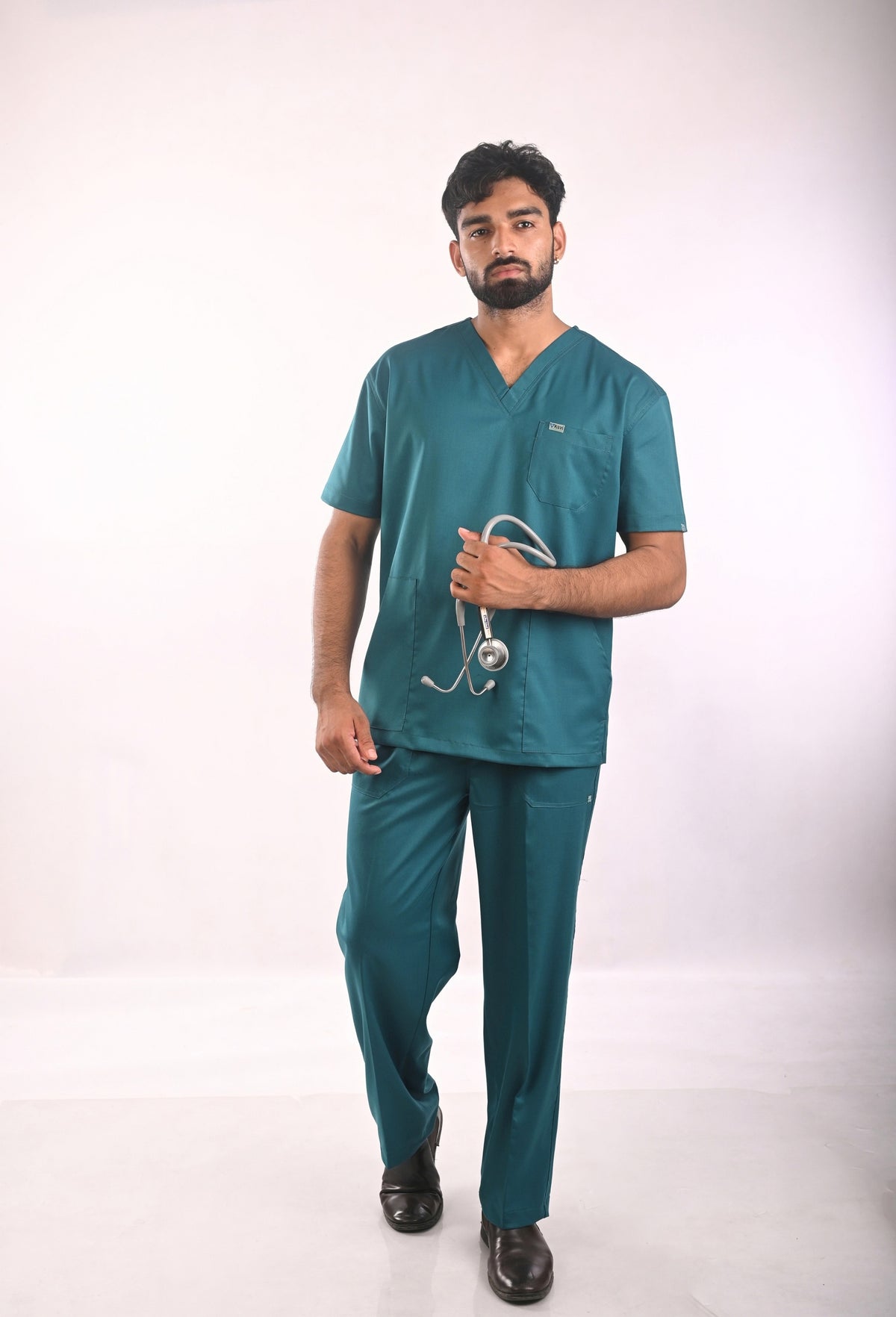 Ksvi Flex Male V-Neck (Emerald Green) Scrub Shirt Pant