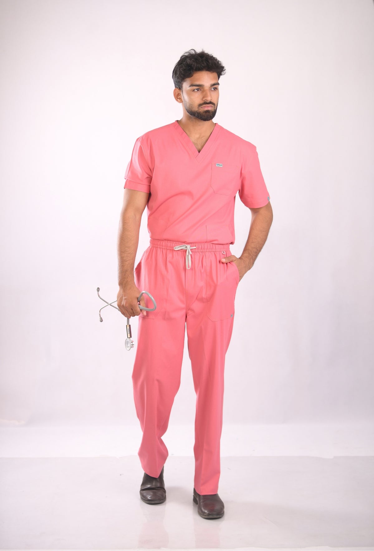Ksvi Flex Male V-Neck (Mauve) Scrub Shirt Pant