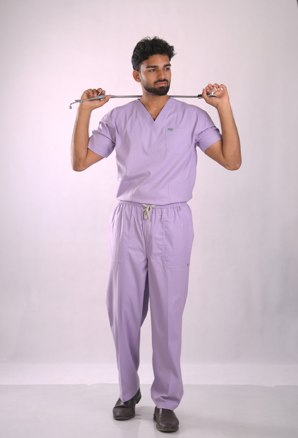 Ksvi Flex Male V-Neck (Pastel Lilac) Scrub Shirt Pant