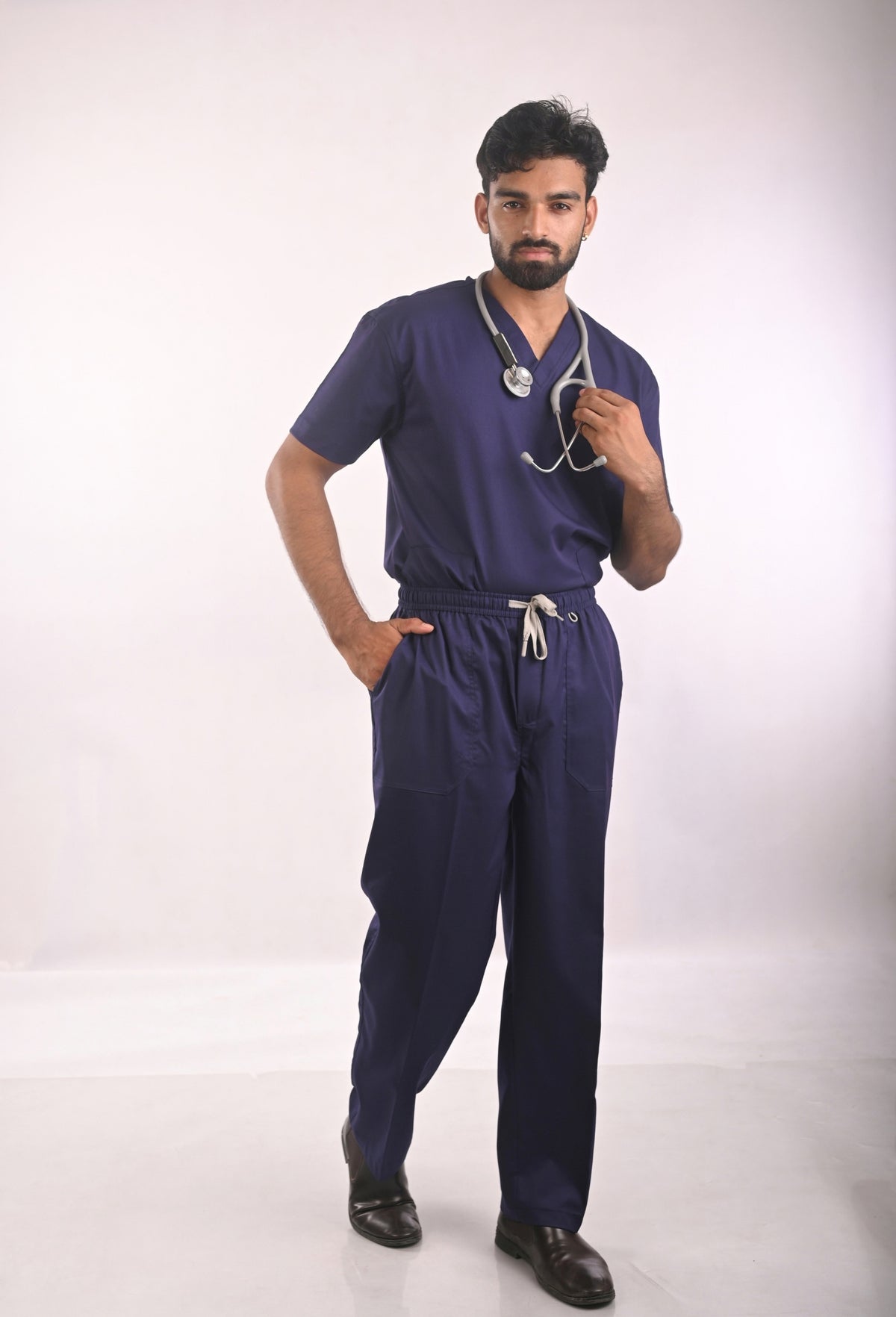 Ksvi Flex Male V-Neck (Navy) Scrub Shirt Pant