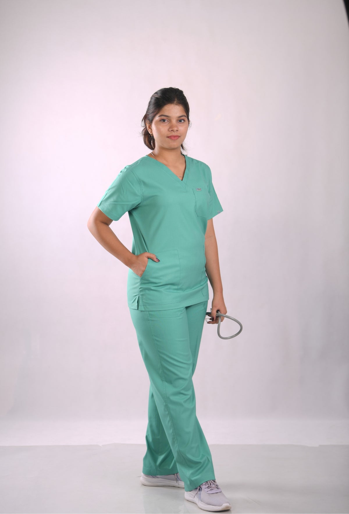 Ksvi Flex Female V-Neck (Sea Green) Scrub Shirt Pant
