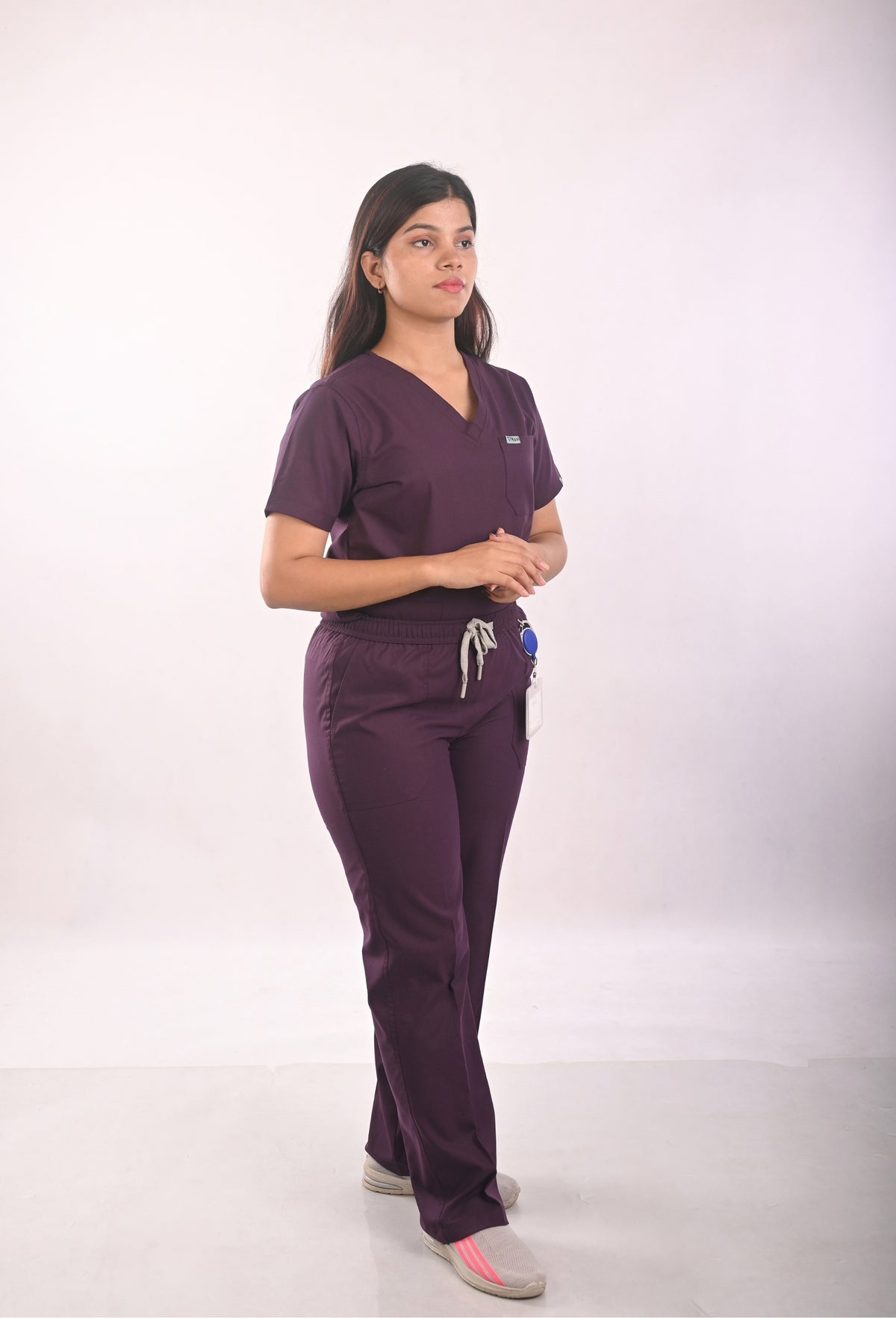 Ksvi Flex Female V-Neck (Wine) Scrub Shirt Pant