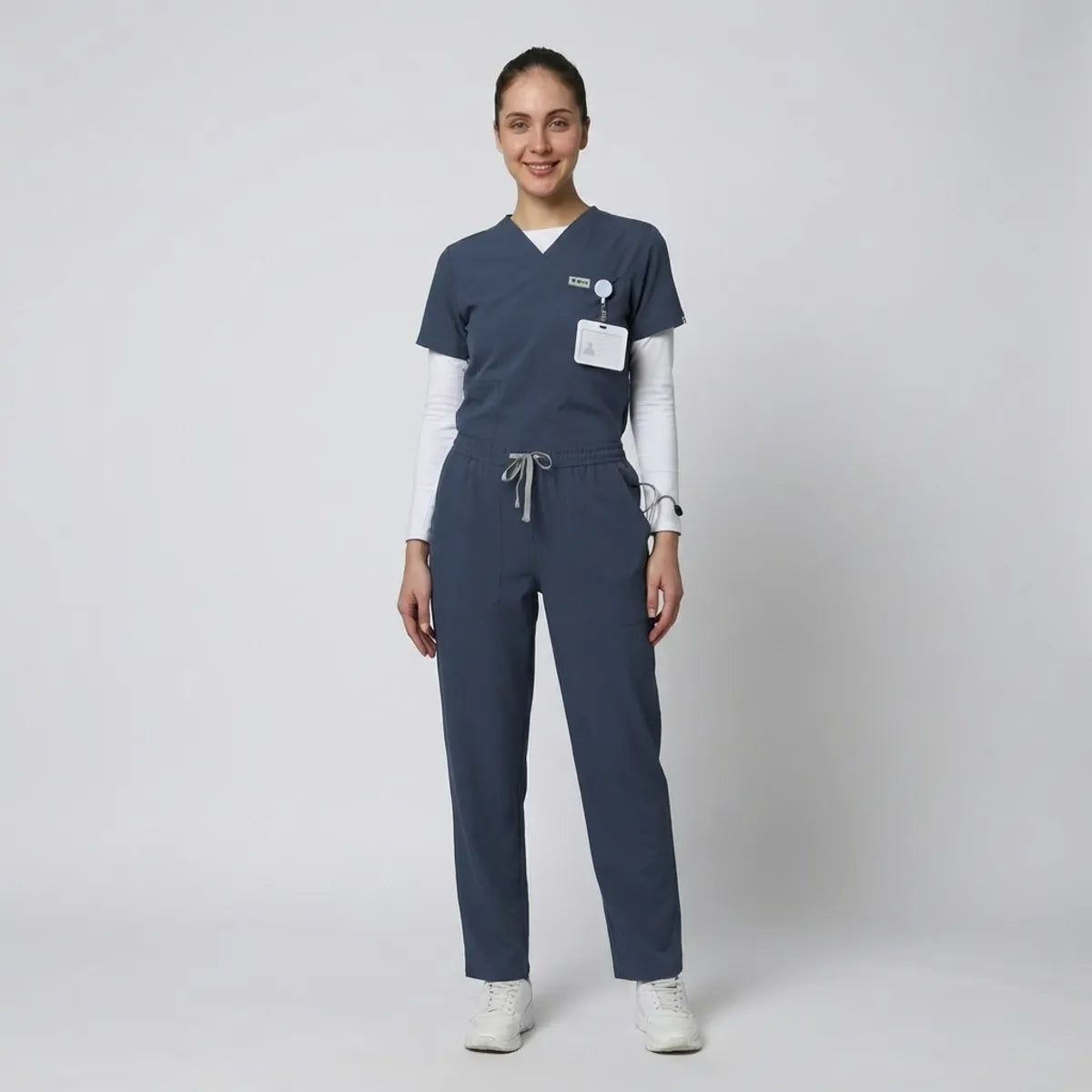 Steel Grey Poly Viscose Premium Medical Scrubs Set For Doctors, Nurses And Healthcare Professionals